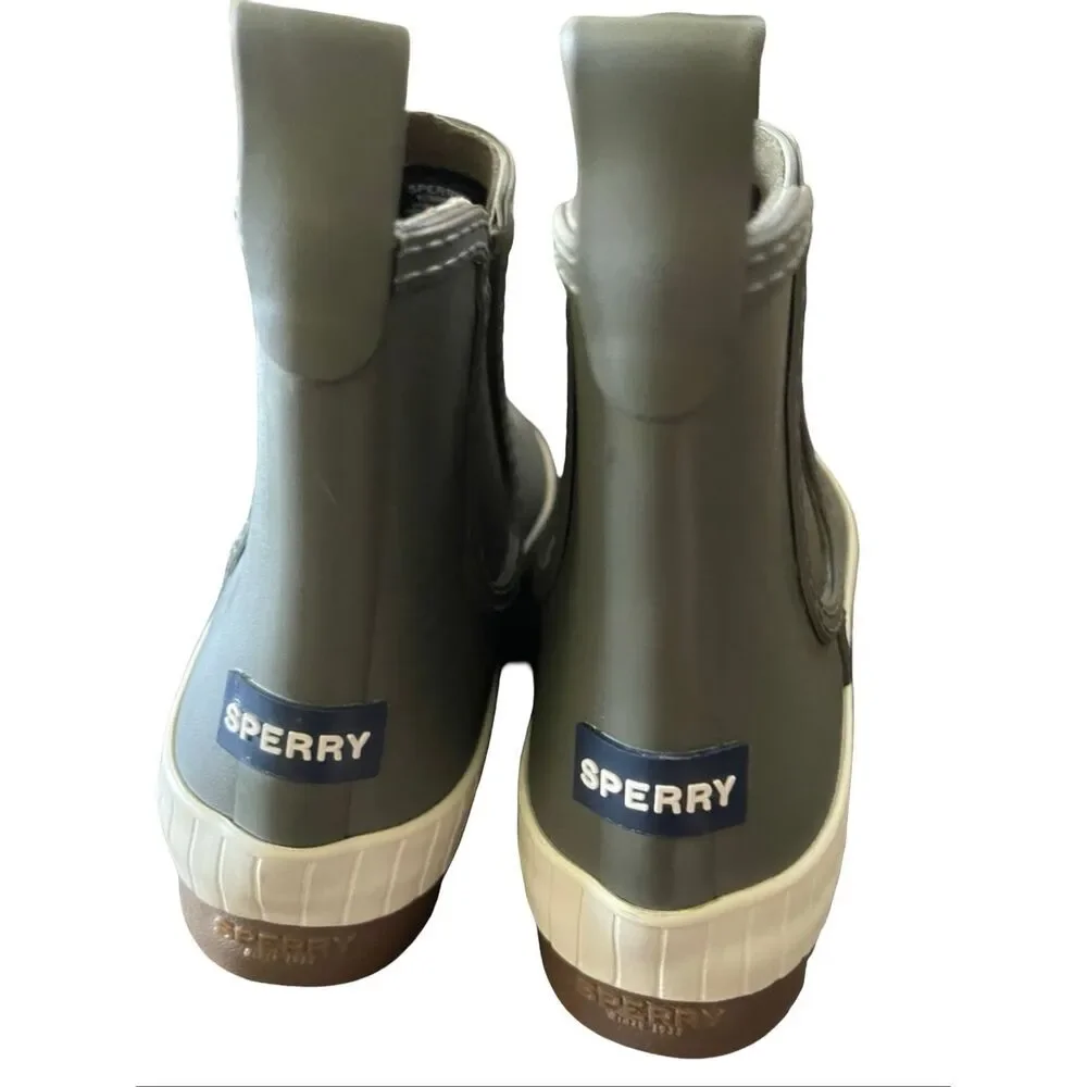 Sperry Womens Green Slip On Waterproof Torrent Chelsea Rain Boots Size 8.5